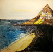 The Golden Beach 20x20cm watercolor