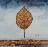 Falling Leaf 20x20 cm watercolor, ink and colored pencils © Ann-Christine Jönsson